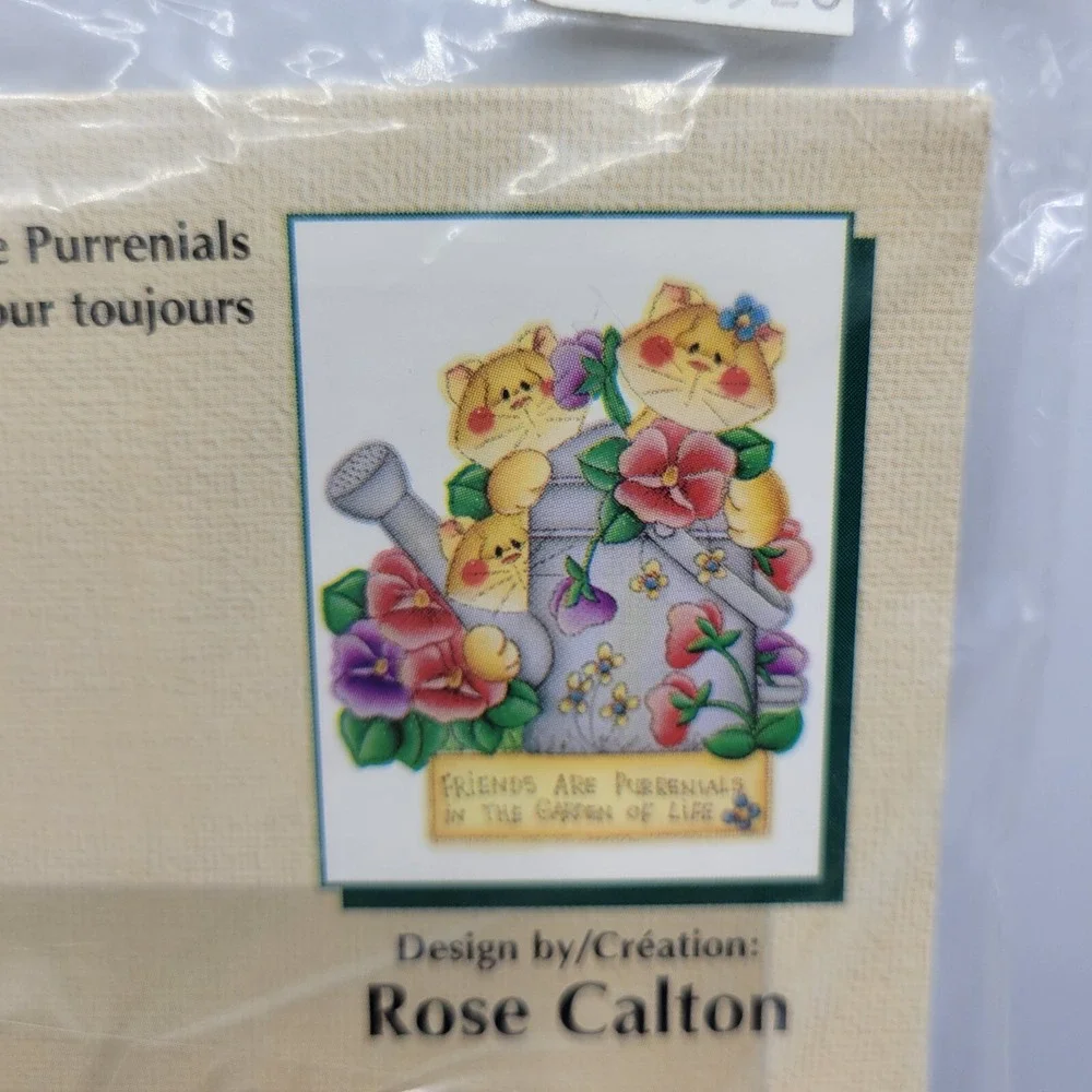 Vintage 1996 Plaid 57347 Friends are Purrenials Rose Calton Iron On Transfer USA